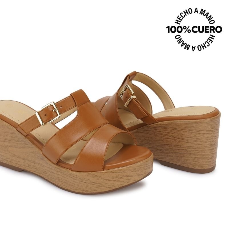 SANDALIA SLIDE CASUAL LINDA-2613 CUOIO VIALE CUERO - 2