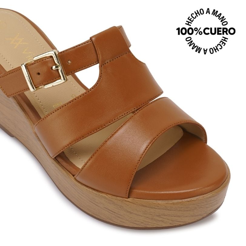 SANDALIA SLIDE CASUAL LINDA-2613 CUOIO VIALE CUERO - 3