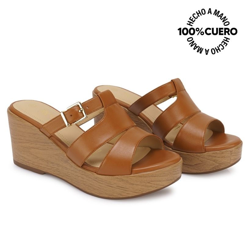SANDALIA SLIDE CASUAL LINDA-2613 CUOIO VIALE CUERO - 4