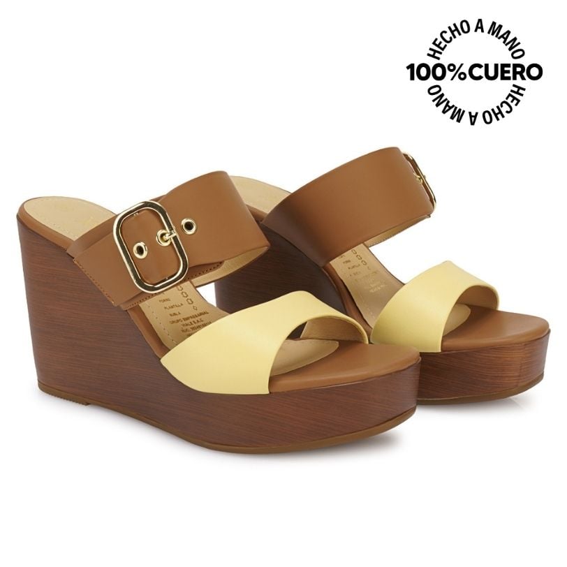SANDALIA SLIDE CASUAL SOFI-2604 MOCCA VIALE CUERO - 5