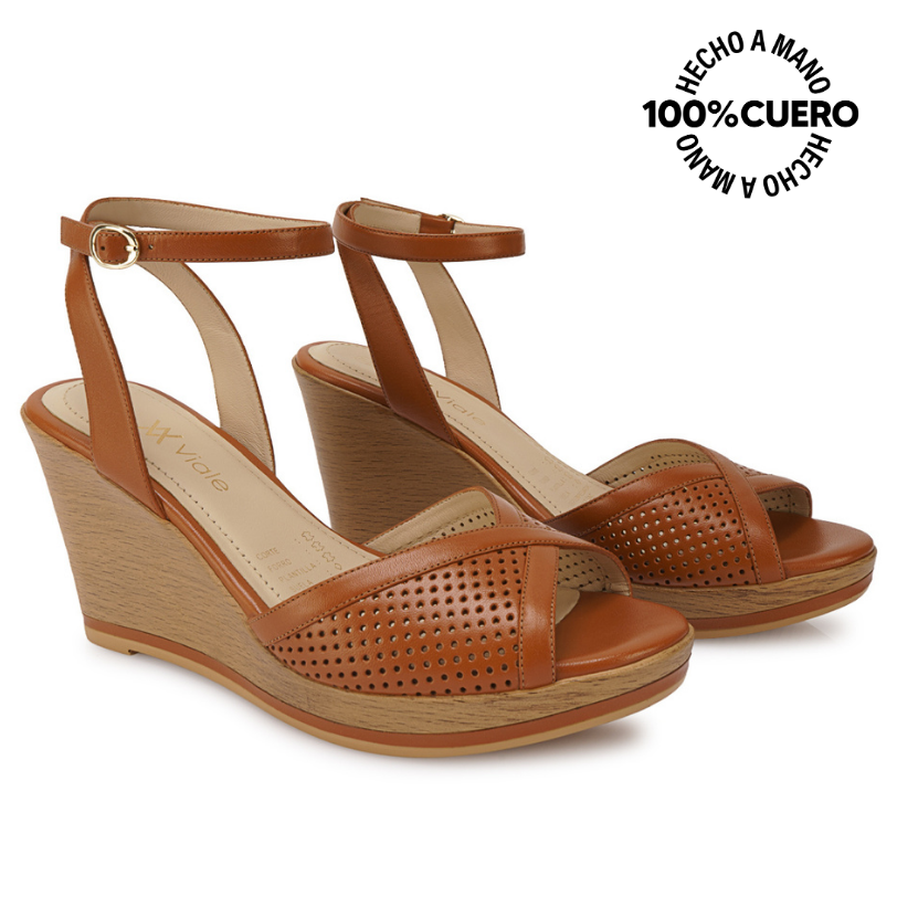 SANDALIA D'ORSAY CASUAL DAYA-2603 NATURAL VIALE CUERO - 4