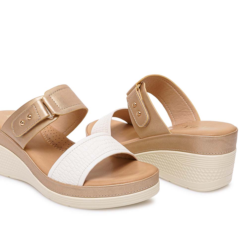 SANDALIA STRAP CASUAL ANA-2513 BLANCO/DORADO ADV - 2
