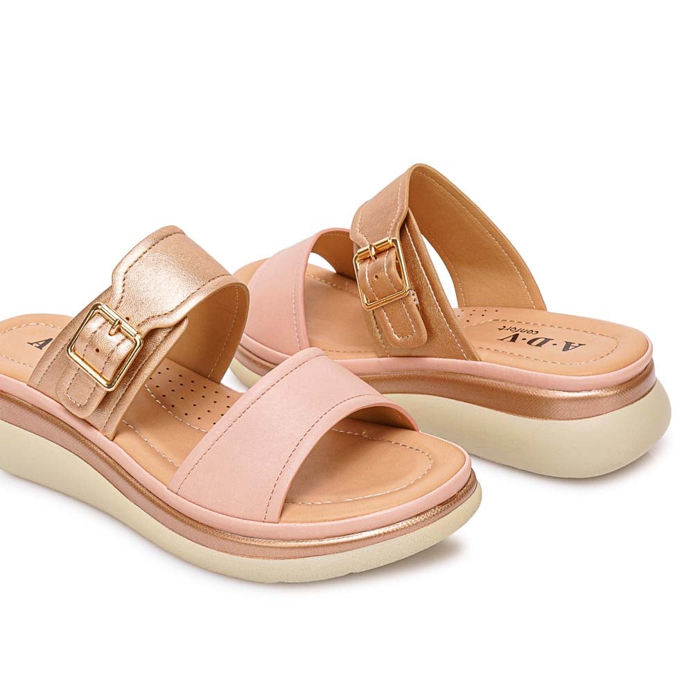 SANDALIA STRAP CASUAL ANA-2615 ORO ROSA/NUDE ADV - 2