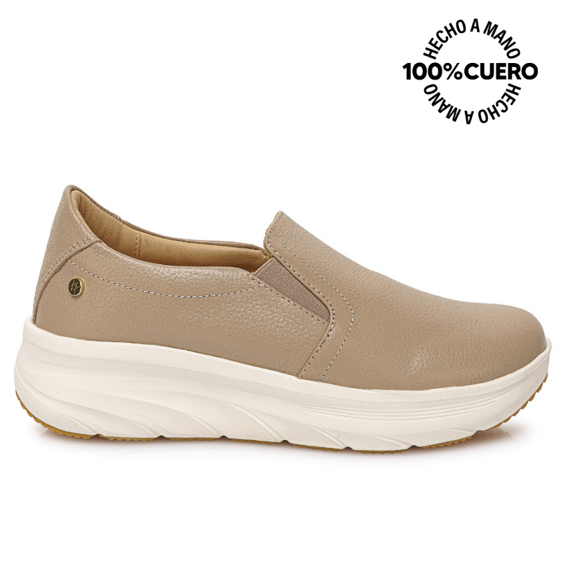 ZAPATO SLIP ON CASUAL REC-2507 VAINILLA VIALE CUERO - 1