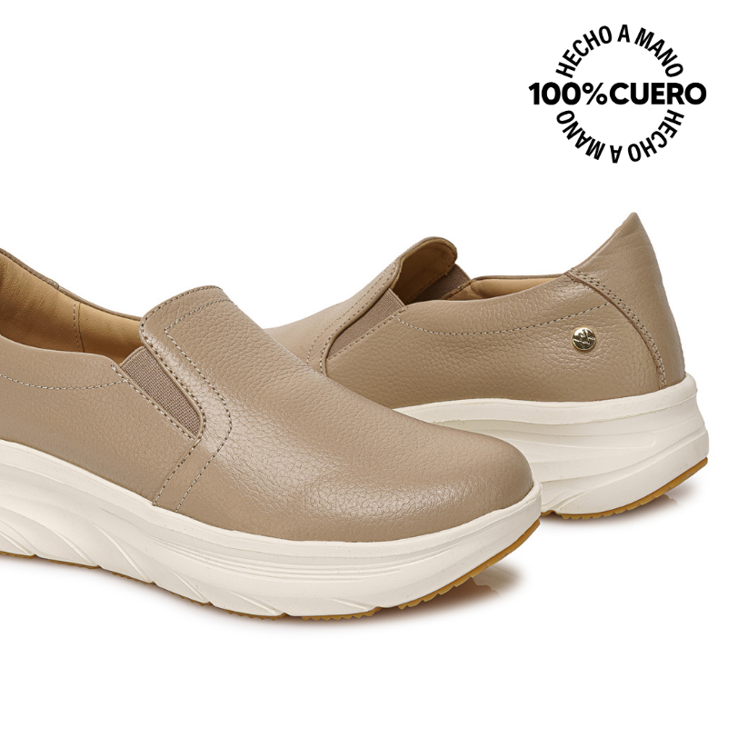 ZAPATO SLIP ON CASUAL REC-2507 VAINILLA VIALE CUERO - 2