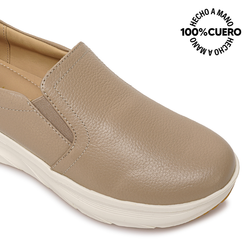 ZAPATO SLIP ON CASUAL REC-2507 VAINILLA VIALE CUERO - 3