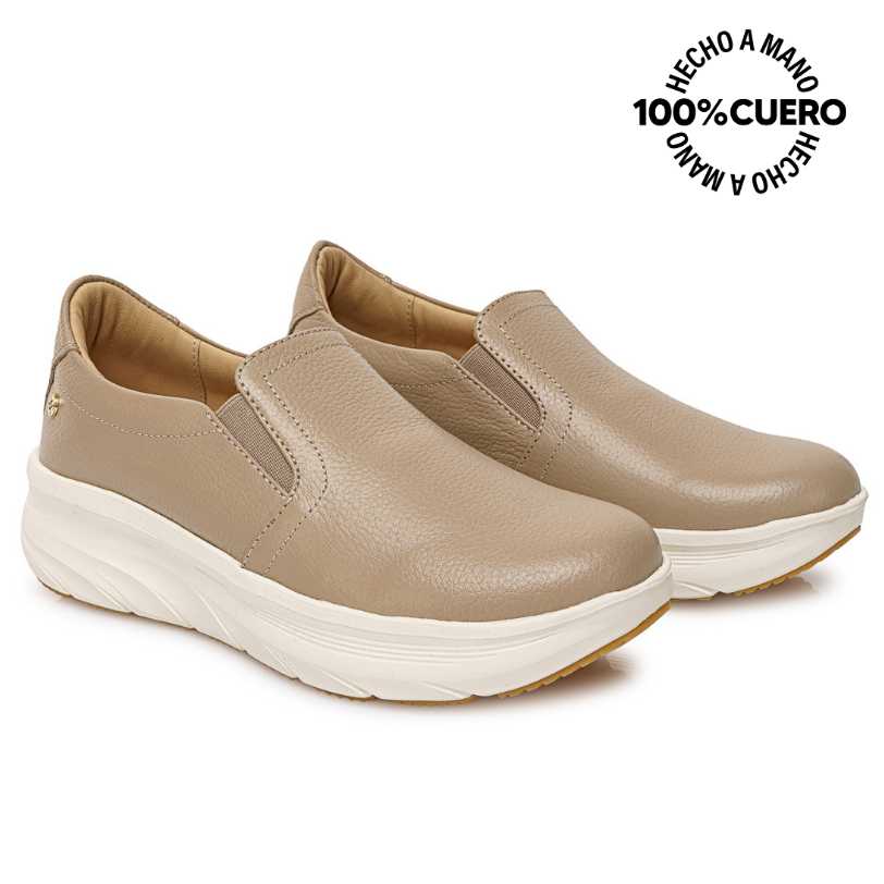 ZAPATO SLIP ON CASUAL REC-2507 VAINILLA VIALE CUERO - 4