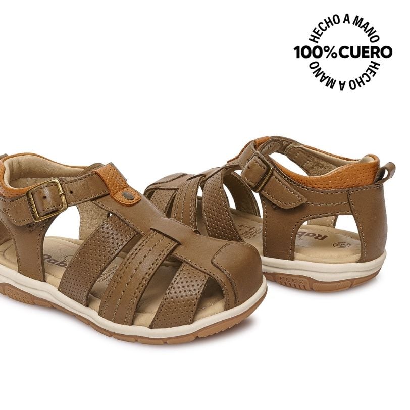 SANDALIA FRANCISCANA CASUAL ANGEL-2608 OLIVO RABBIT CUERO - 2