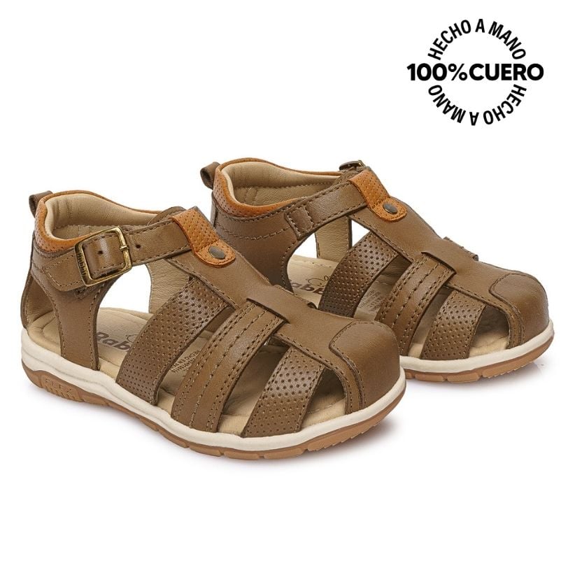 SANDALIA FRANCISCANA CASUAL ANGEL-2608 OLIVO RABBIT CUERO - 4