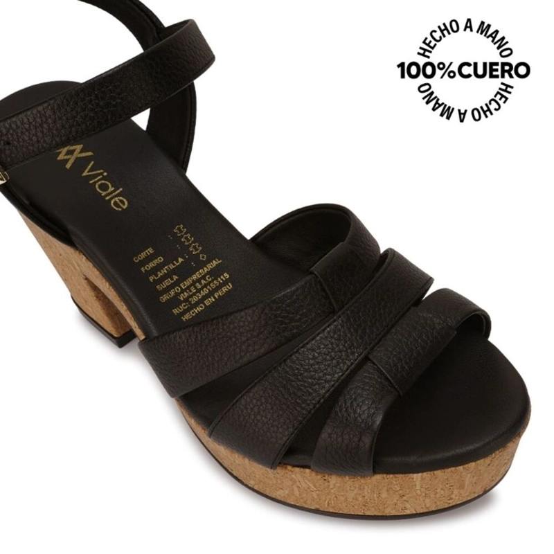 SANDALIA D'ORSAY CASUAL ALE-2604 NEGRO VIALE CUERO - 3