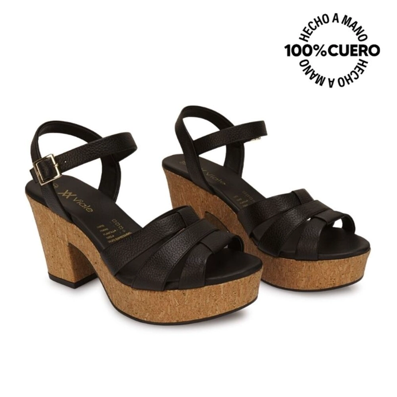 SANDALIA D'ORSAY CASUAL ALE-2604 NEGRO VIALE CUERO - 4