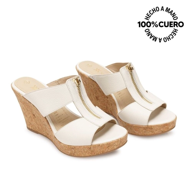 SANDALIA SLIDE CASUAL ALE-2622 BLANCO SOF VIALE CUERO - 4