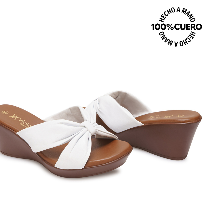 SANDALIA SLIDE CASUAL ECO-2605 BLANCO VIALE CUERO - 2