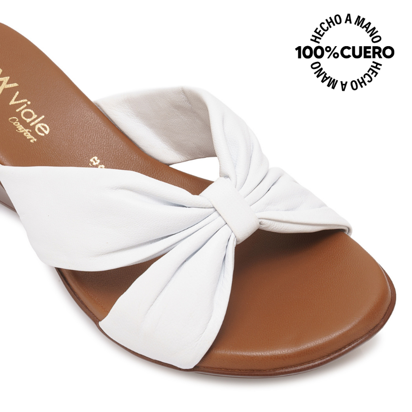 SANDALIA SLIDE CASUAL ECO-2605 BLANCO VIALE CUERO - 3