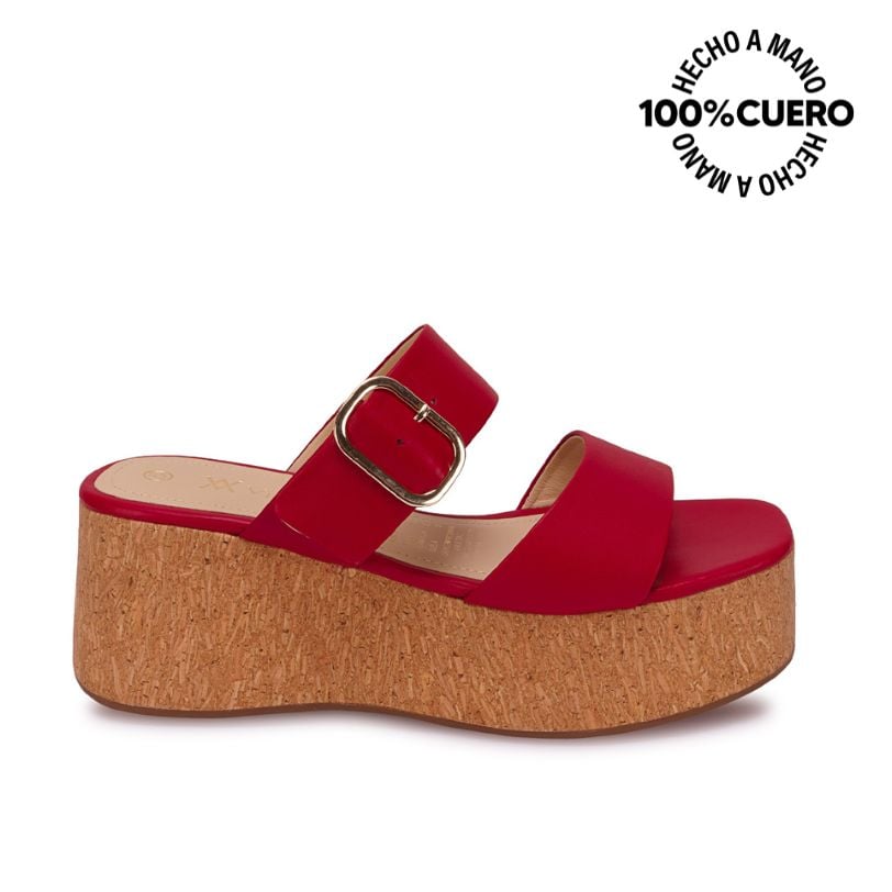 SANDALIA SLIDE CASUAL ALE-2631 ROJO VIALE CUERO - 1