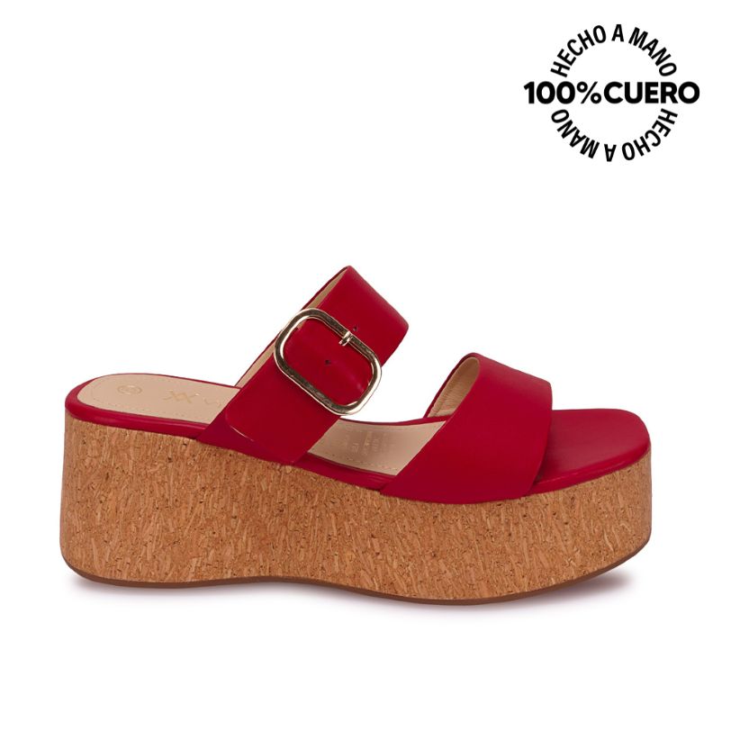SANDALIA SLIDE CASUAL ALE-2631 ROJO VIALE CUERO - 1