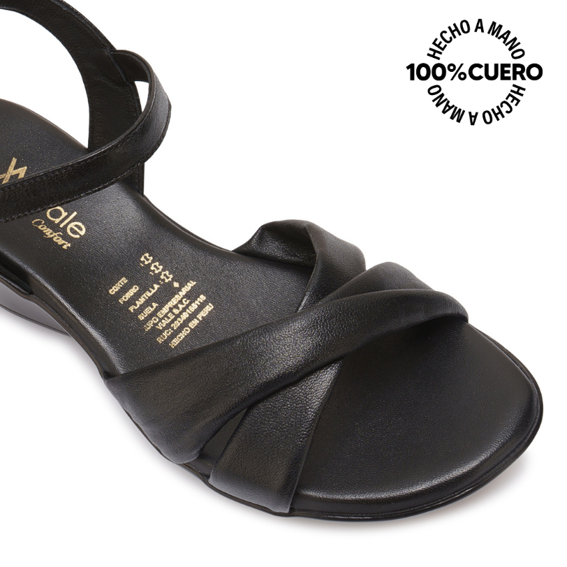 SANDALIA D'ORSAY CASUAL ECO-2604 NEGRO VIALE CUERO - 3