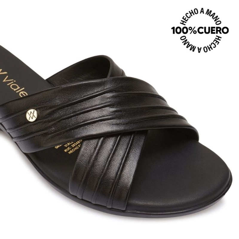 SANDALIA SLIDE CASUAL LINDA-2603 NEGRO VIALE CUERO - 3