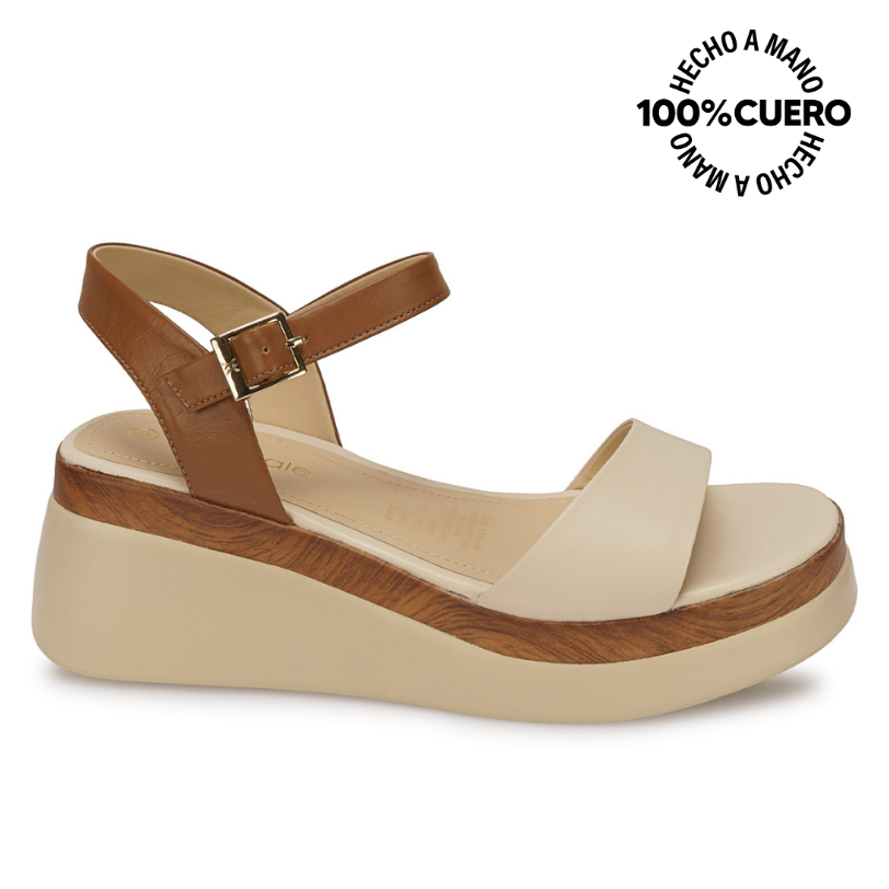 SANDALIA D'ORSAY CASUAL ALE-2625 MOCCA/VAINILLA VIALE CUERO - 1