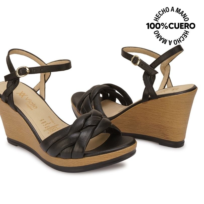 SANDALIA D'ORSAY CASUAL ECO-2603 NEGRO VIALE CUERO - 2