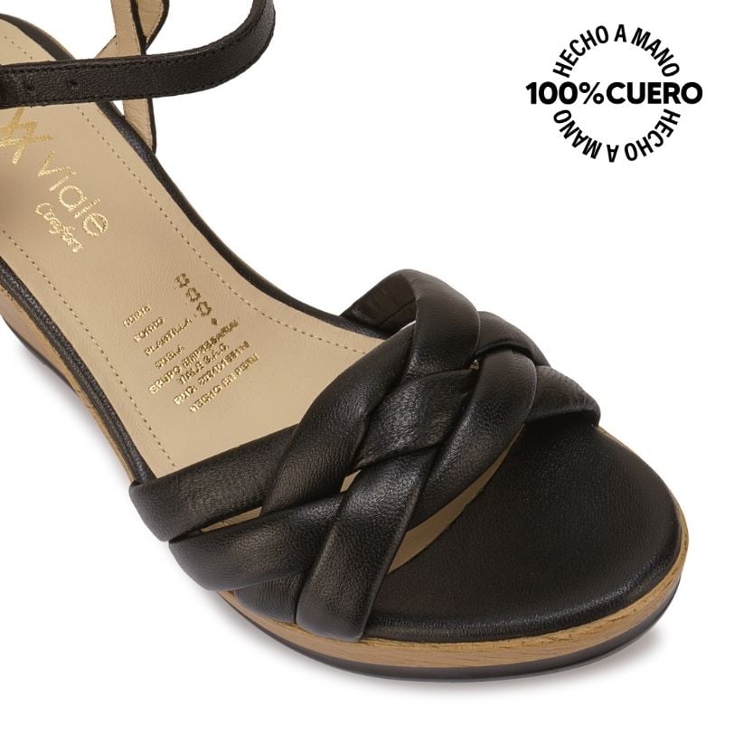 SANDALIA D'ORSAY CASUAL ECO-2603 NEGRO VIALE CUERO - 3