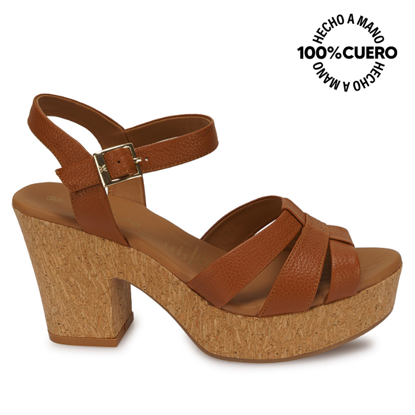 SANDALIA D'ORSAY CASUAL ALE-2604 NATURAL VIALE CUERO - 1