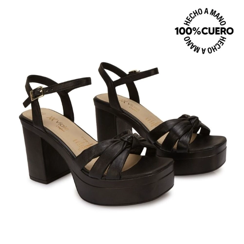 SANDALIA D'ORSAY CASUAL ECO-2601 NEGRO VIALE CUERO - 4