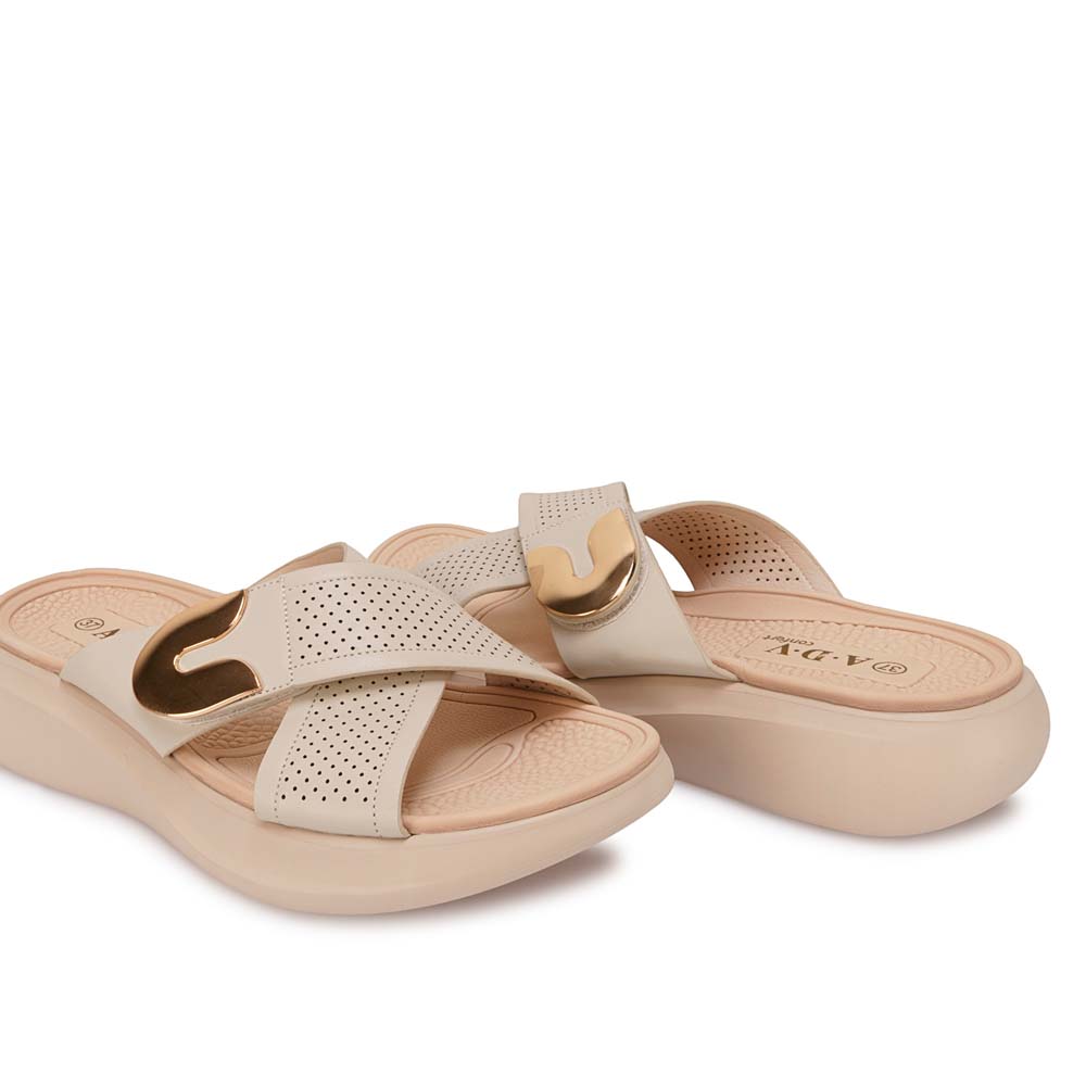 SANDALIA SLIDE CASUAL ANA-2635 BLANCO/OFF ADV - 2