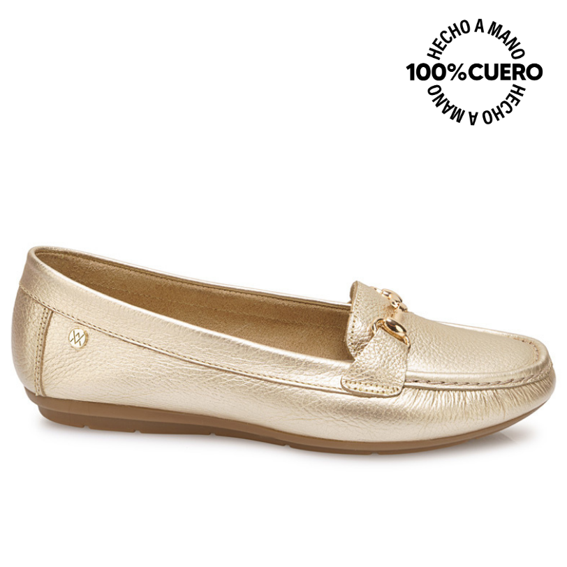 ZAPATO MOCASÍN CASUAL CORE-2511 DORADO VIALE CUERO - 1