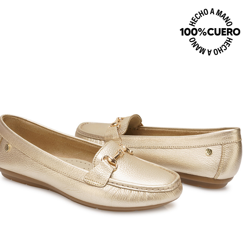 ZAPATO MOCASÍN CASUAL CORE-2511 DORADO VIALE CUERO - 2