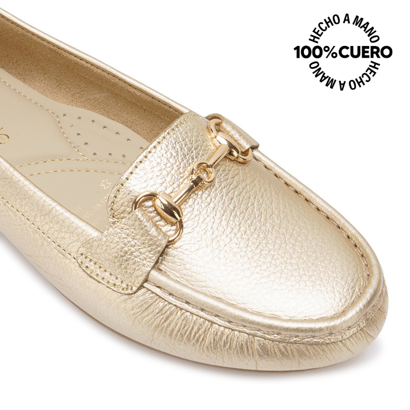 ZAPATO MOCASÍN CASUAL CORE-2511 DORADO VIALE CUERO - 3