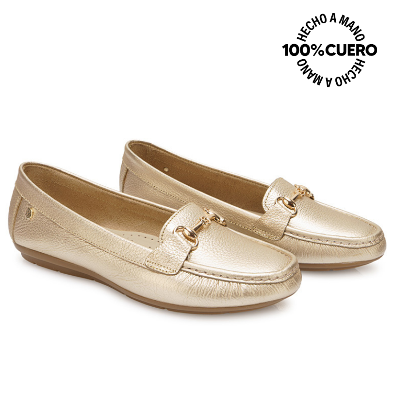 ZAPATO MOCASÍN CASUAL CORE-2511 DORADO VIALE CUERO - 4
