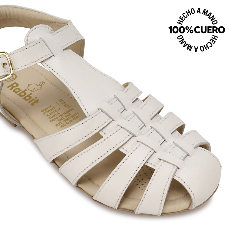 SANDALIA D'ORSAY CASUAL MIA-2610 BLANCO RABBIT CUERO - 3