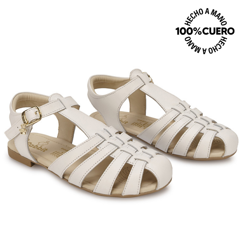 SANDALIA D'ORSAY CASUAL MIA-2610 BLANCO RABBIT CUERO - 4