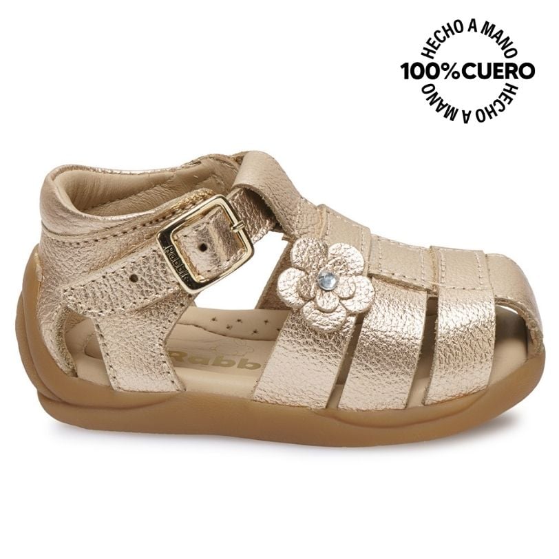SANDALIA FRANCISCANA CASUAL JEFER-2607 DORADO RABBIT CUERO - 1