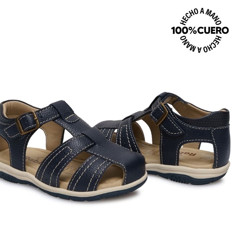 SANDALIA FRANCISCANA CASUAL ANGEL-2605 AZUL RABBIT CUERO - 2