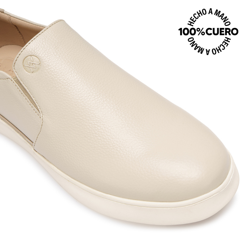 ZAPATILLA SLIP ON CASUAL JOSE-2609 BEIGE VIALE HOMME CUERO - 3