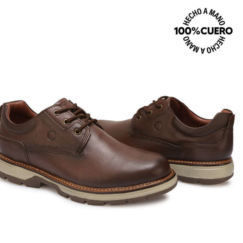 ZAPATO DERBY CASUAL JOSE-2611 MARRON VIALE HOMME CUERO - 2