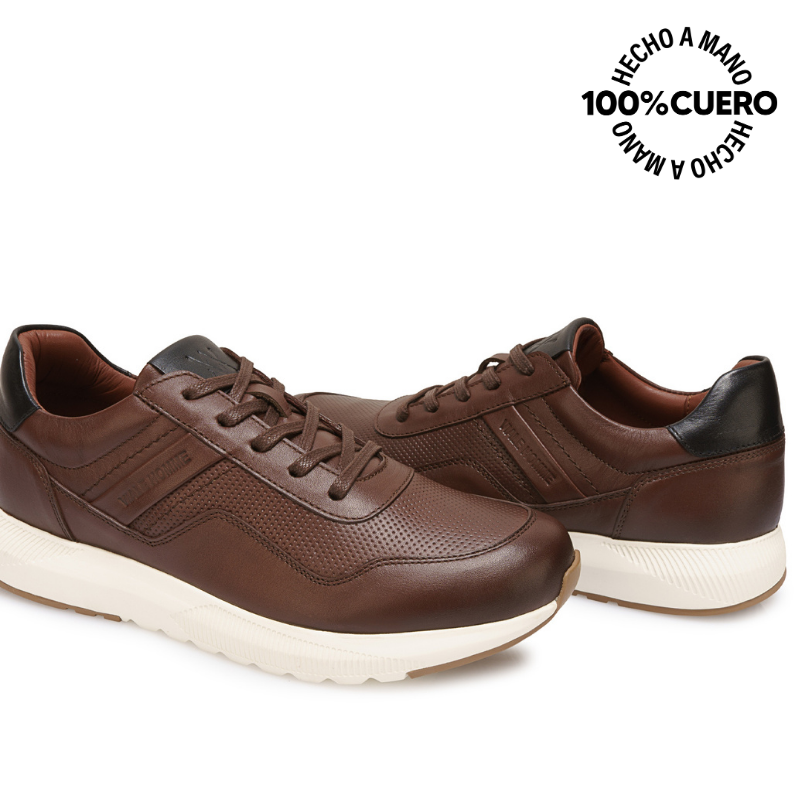 ZAPATILLA CASUAL JOSE-2603 MARRON VIALE HOMME CUERO - 2
