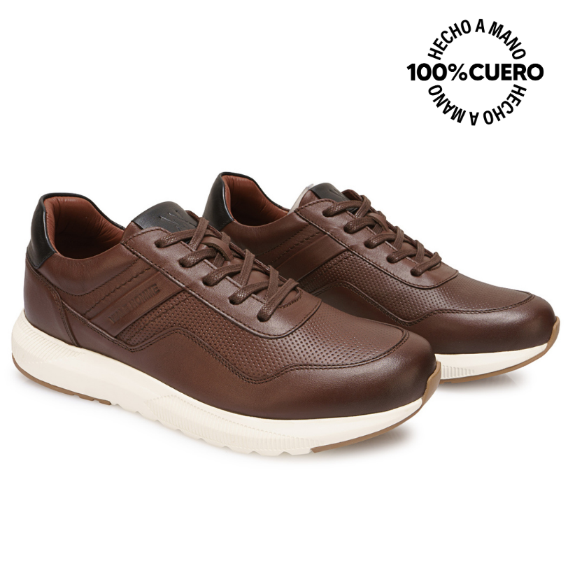 ZAPATILLA CASUAL JOSE-2603 MARRON VIALE HOMME CUERO - 4