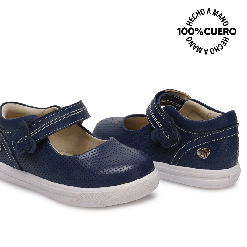 ZAPATO MARYJANE CASUAL MIA-2616 AZUL RABBIT CUERO - 2