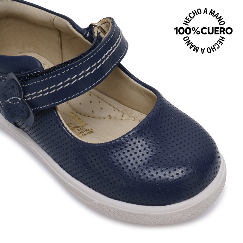 ZAPATO MARYJANE CASUAL MIA-2616 AZUL RABBIT CUERO - 3