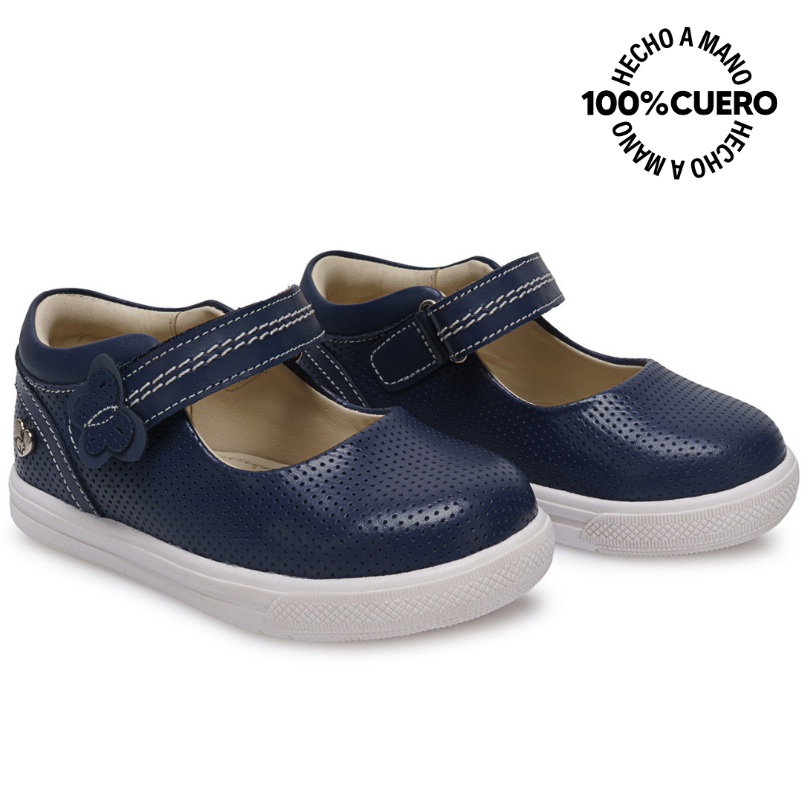 ZAPATO MARYJANE CASUAL MIA-2616 AZUL RABBIT CUERO - 4