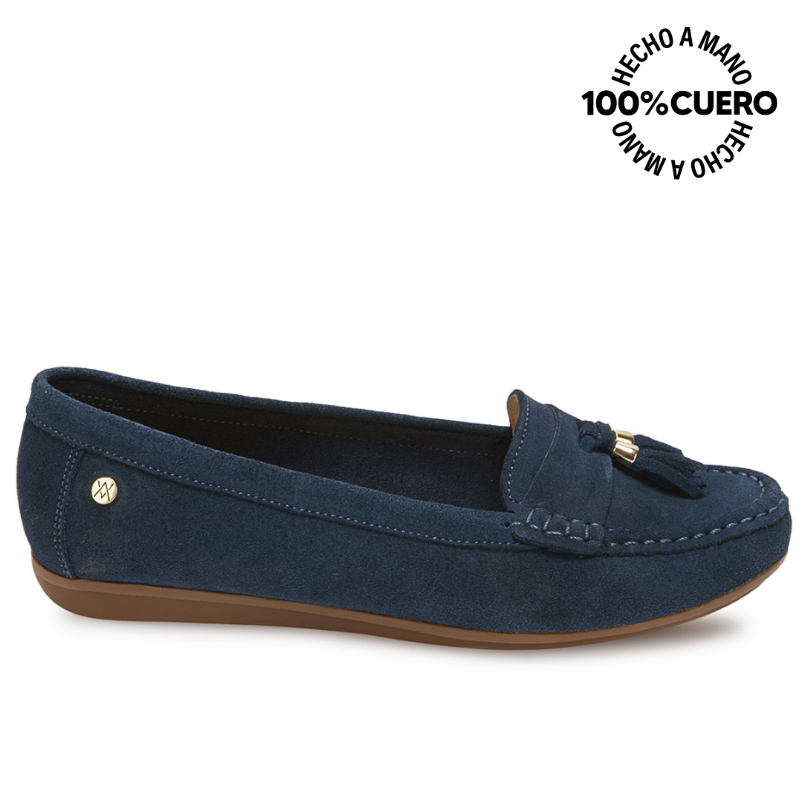 ZAPATO MOCASÍN CASUAL AVE-2640 AZUL VIALE CUERO - 1