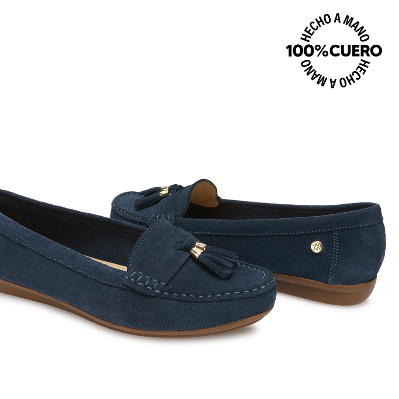 ZAPATO MOCASÍN CASUAL AVE-2640 AZUL VIALE CUERO - 2