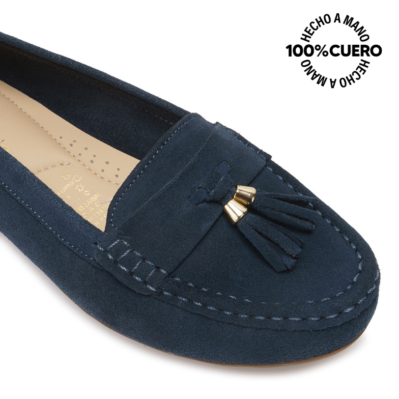 ZAPATO MOCASÍN CASUAL AVE-2640 AZUL VIALE CUERO - 3