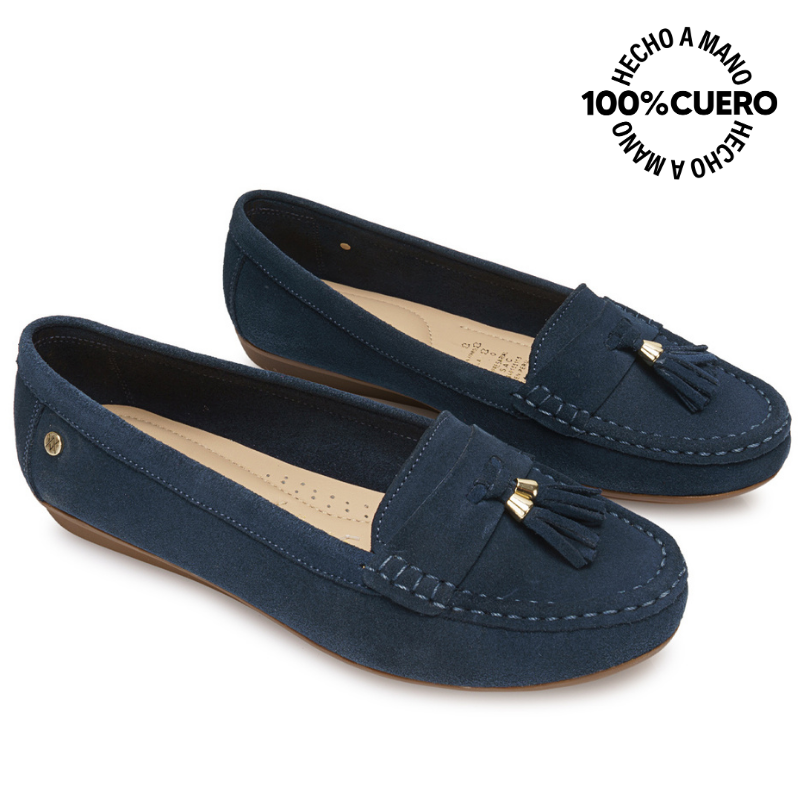 ZAPATO MOCASÍN CASUAL AVE-2640 AZUL VIALE CUERO - 4