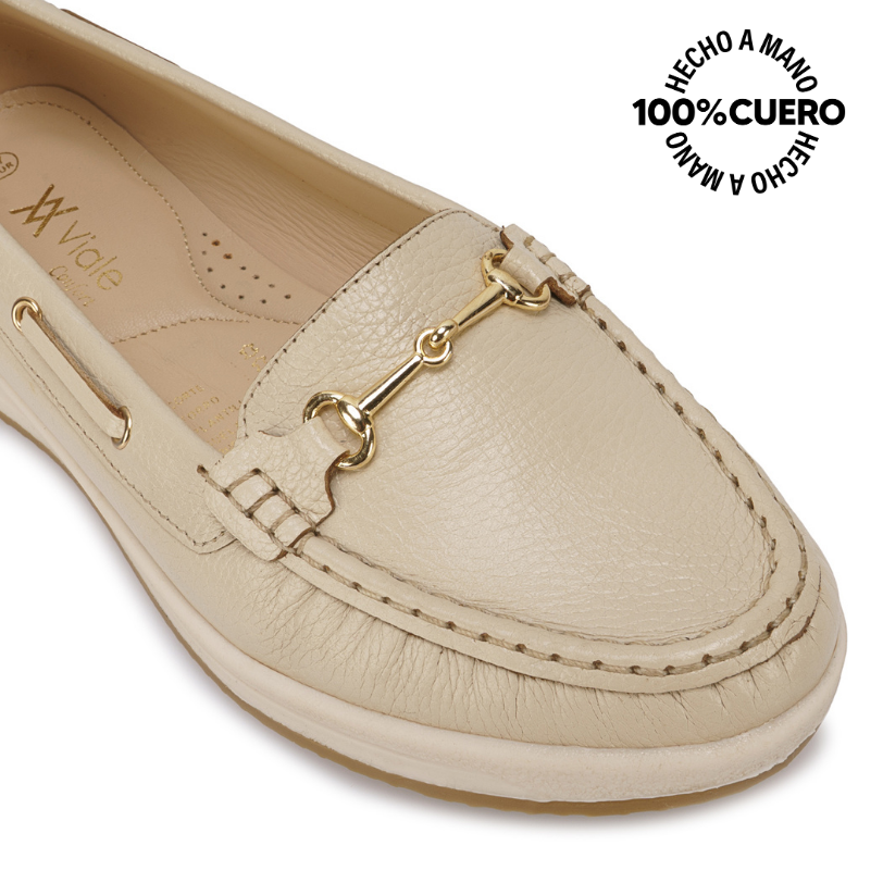ZAPATO MOCASÍN CASUAL DK-2604 VAINILLA VIALE CUERO - 3