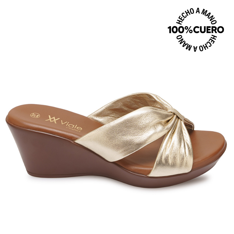 SANDALIA SLIDE CASUAL ECO-2605 DORADO VIALE CUERO - 1