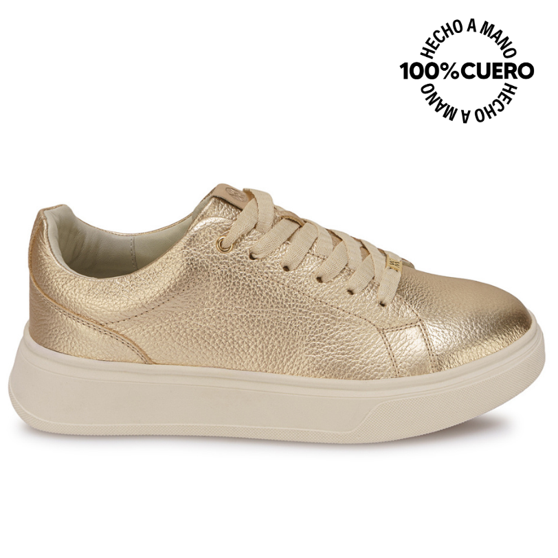 ZAPATILLA CASUAL REC-2602 CHAMPAGNE VIALE CUERO - 1
